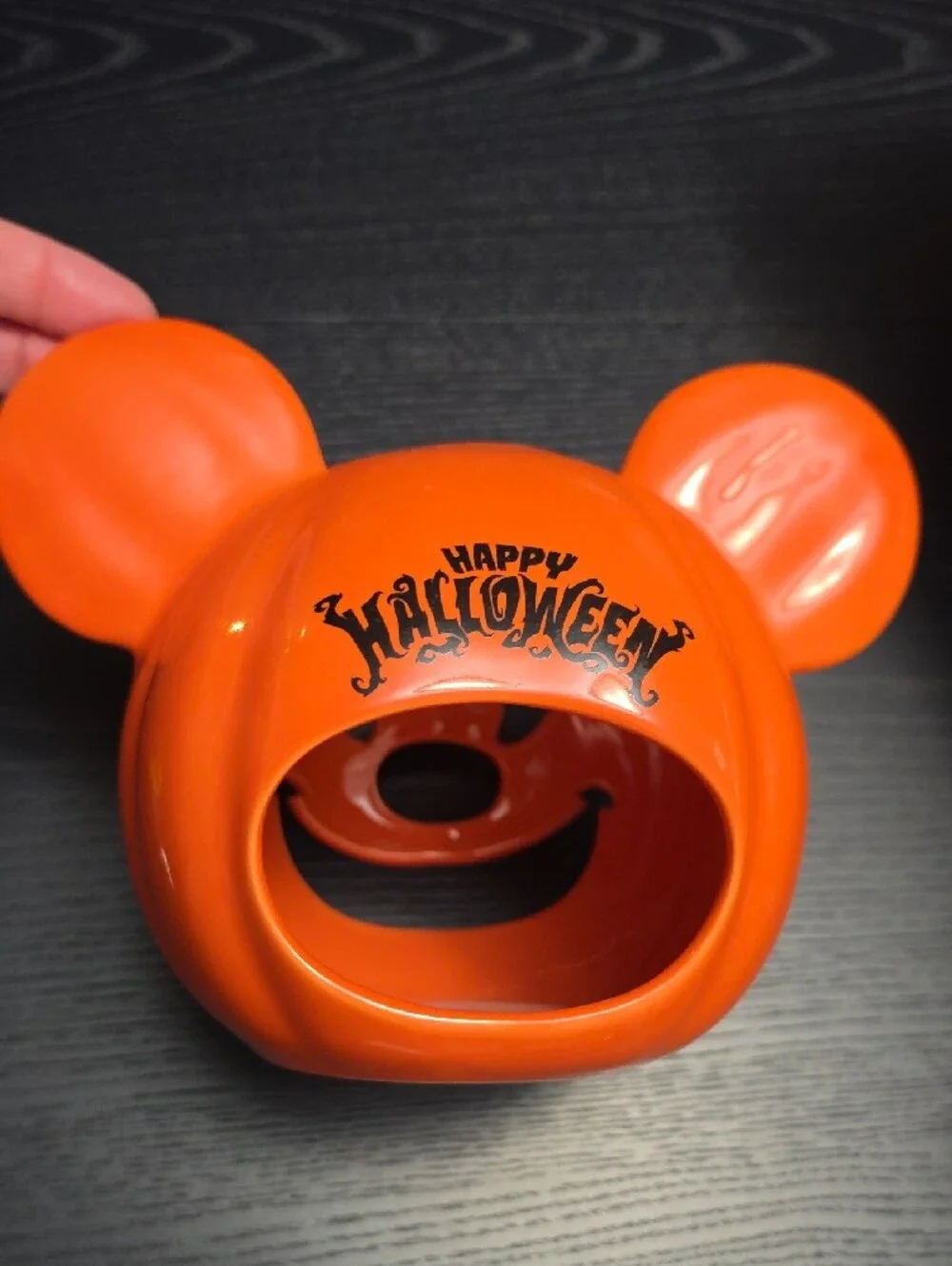 Disney Orange Mickey Pumpkin Candle Holder, w/ Tealight & Free Mickey Ears
